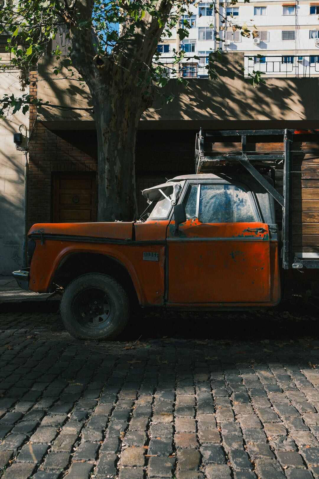 Vintage car parked on the cobblestone streets of Colonia del Sacramento