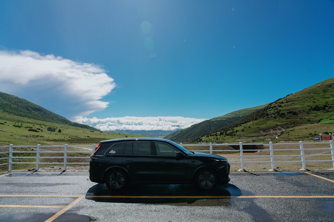 SUV on mountain road